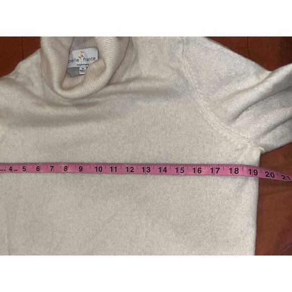 Belle France Cream Cashmere Turtleneck Pullover Women's Sweater Size M - Picture 6 of 9